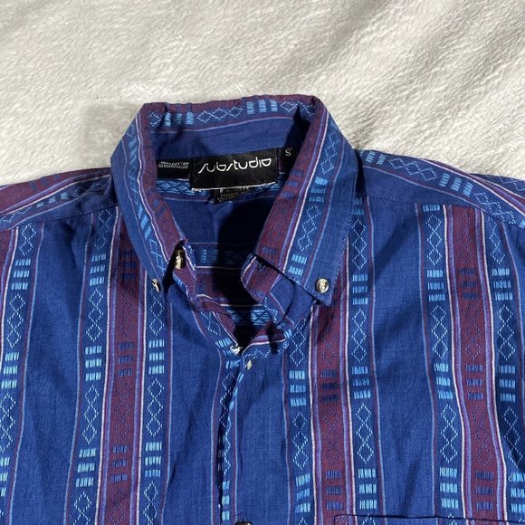 Substudio Long Sleeve Casual Shirt Vintage Design Buttons Small 100%‎ Cotton - Picture 2 of 8